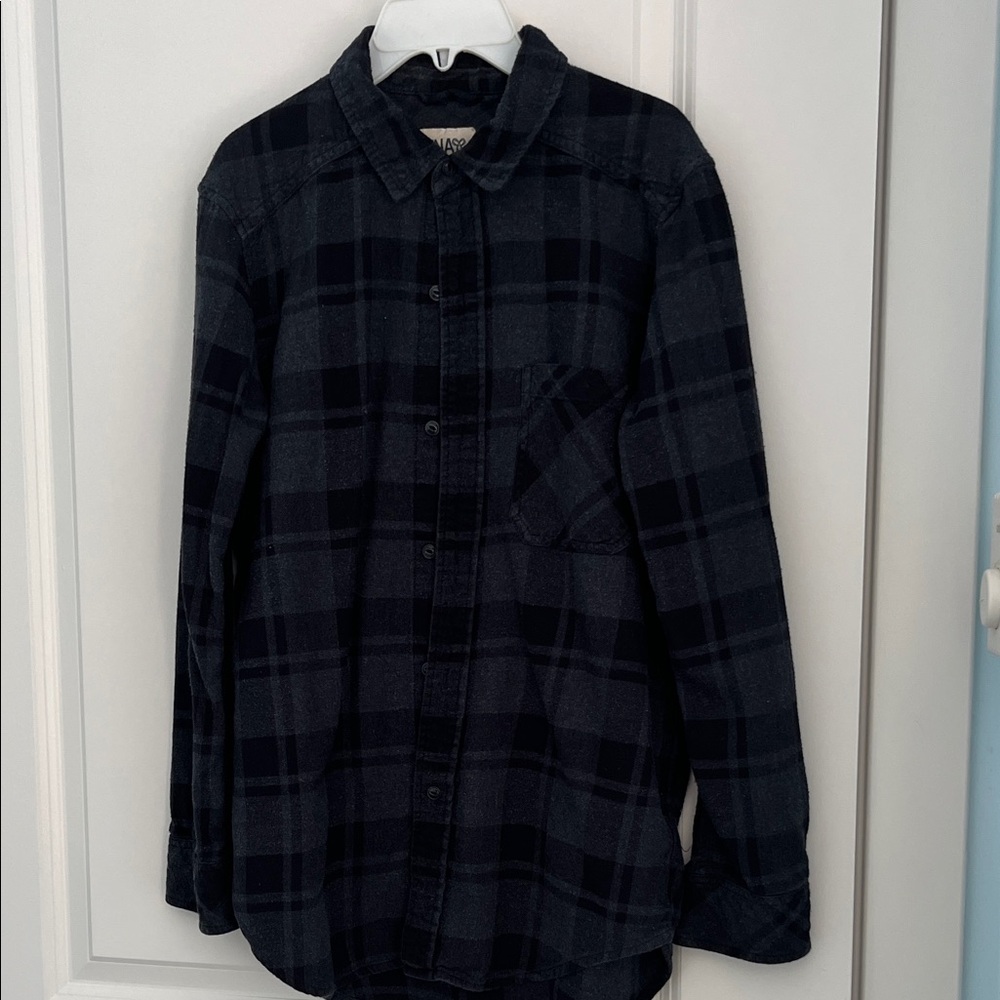 TNA Plaid Button Down Shirt in Black and grey